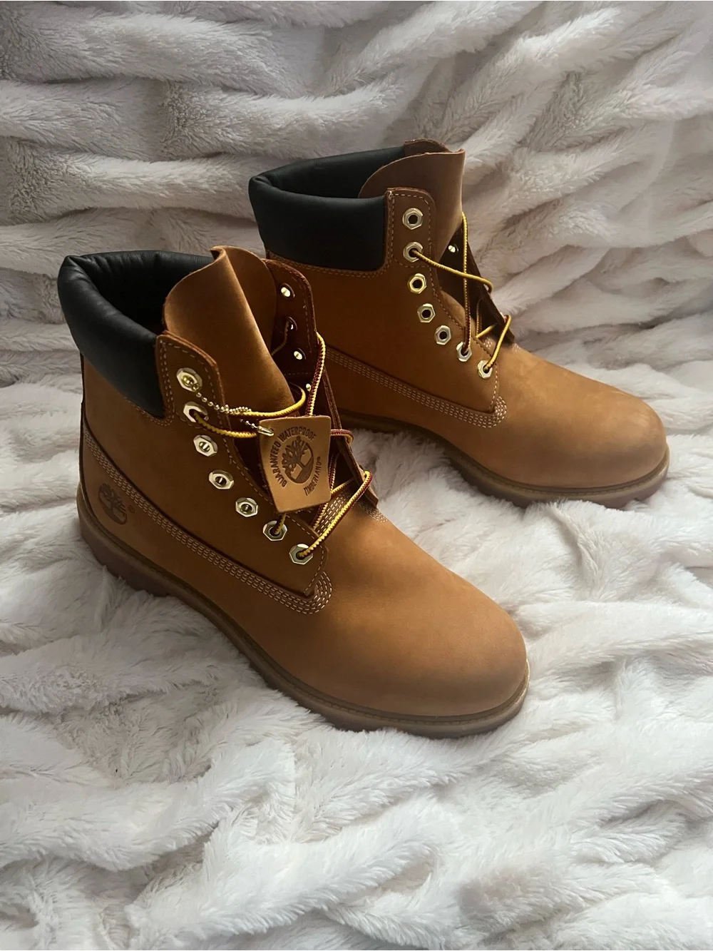 Timberland Wheat Nubuck Boots with Black Padded Collar